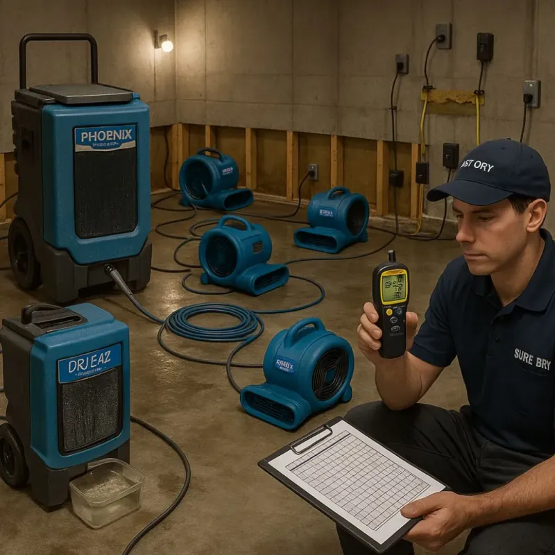 Structural Drying and Dehumidification process in Orange Grove, TX